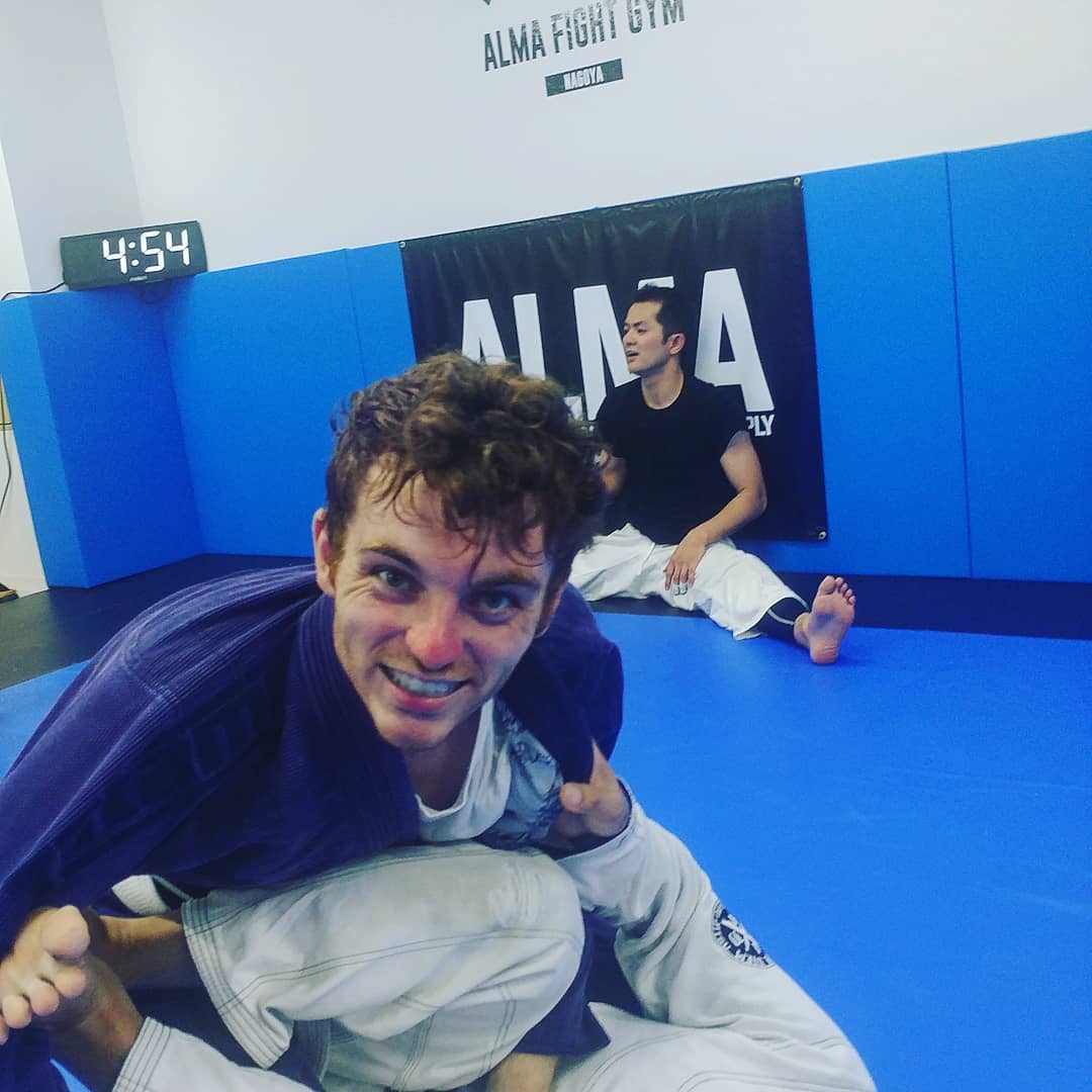 Austin Ates smiling at BJJ in Japan.